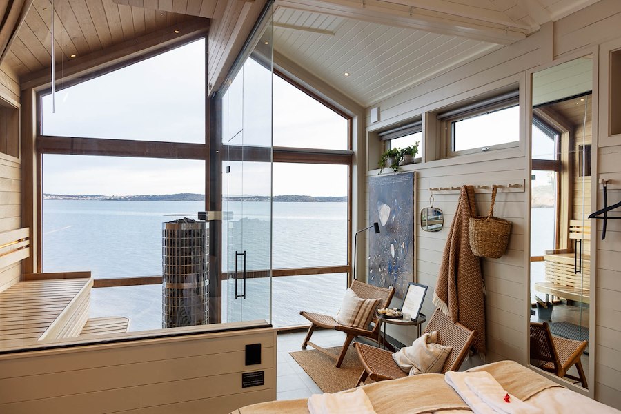 Badpaviljongen Strandflickornas Husen vid havet
