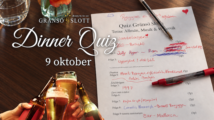 Dinner Quiz 9 oktober