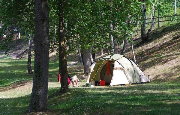 Camping pitch for tent without vehicle, wifi & showercard