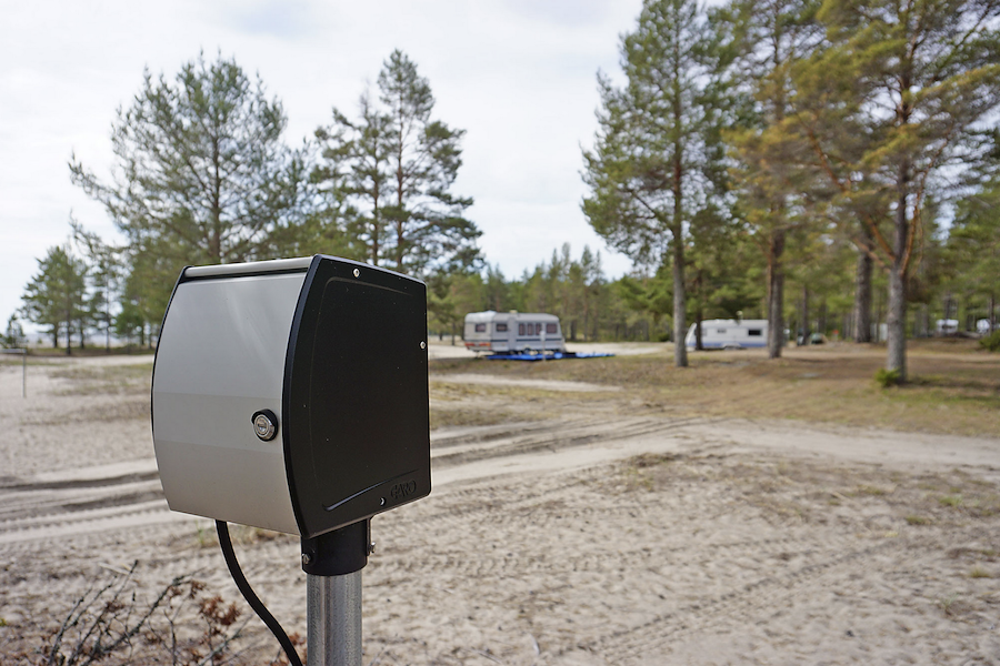 Camping pitch with electricity for caravan and motorhome