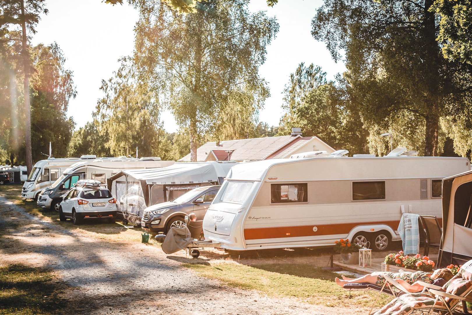 Emplacement de camping caravane/camping-car/tente avec électricité 80-100 qm