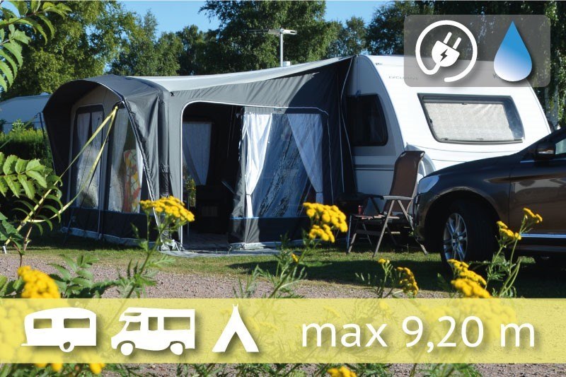 Camping pitch caravan/motorhome with electricity/water/sewage Max 9,2 M