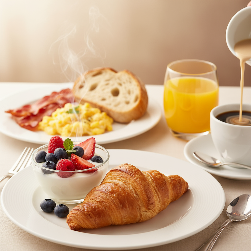 Image of Välfylld och fräsch frukostbuffé