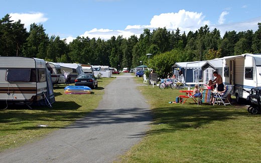 Camping pitch with electricity, water and TV connection